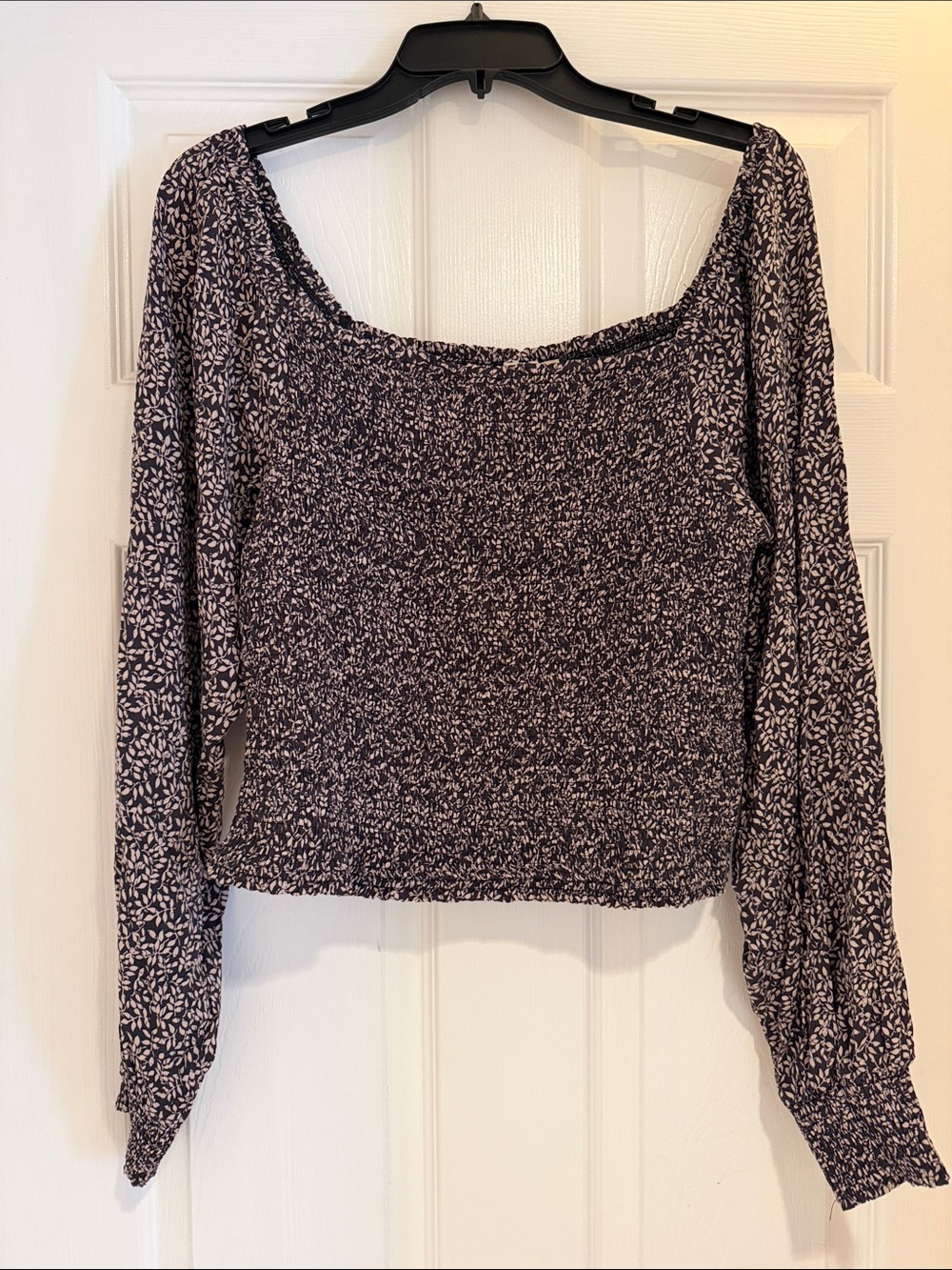 Faherty Brown & Cream Smocked Top